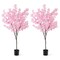 Costway 6.5 FT 1/2 PCS Tall Artificial Cherry Blossom Tree with 900 Pink Flowers Cement-filled